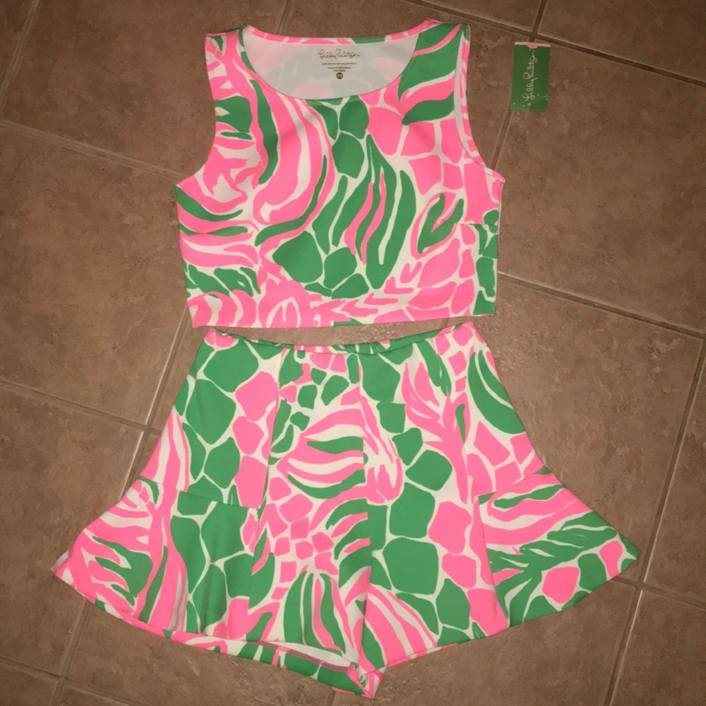 Lilly Pulitzer Short Set Med Tiki Pink 25755 NWT